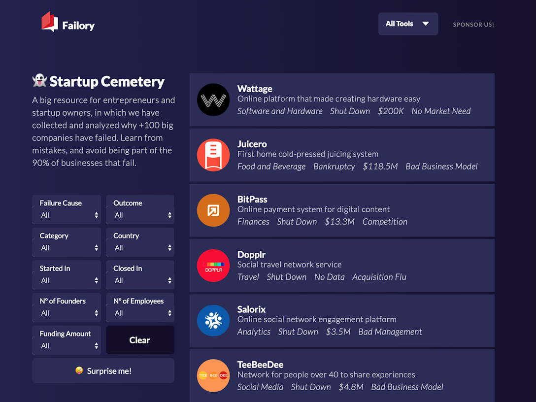 Startup Cemetery:Learn why +100 startups have failed! - Launched.io