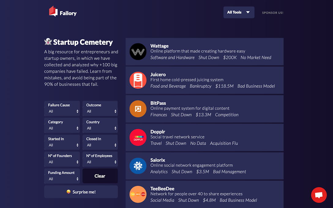 Startup Cemetery:Learn why +100 startups have failed! - Launched.io