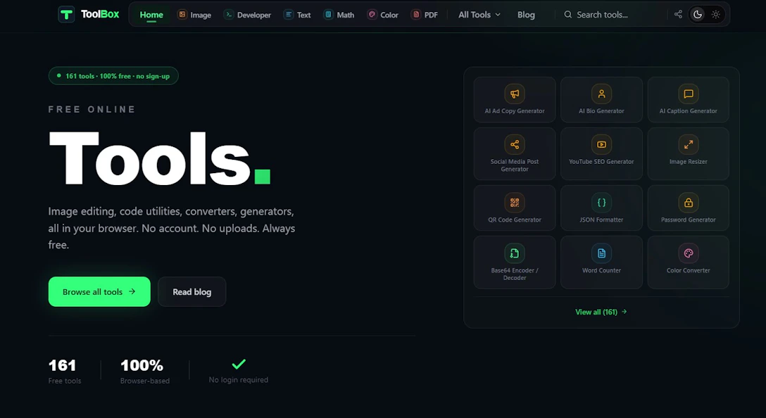 ToolBox:Free online tools for developers, designers, and everyday users ...