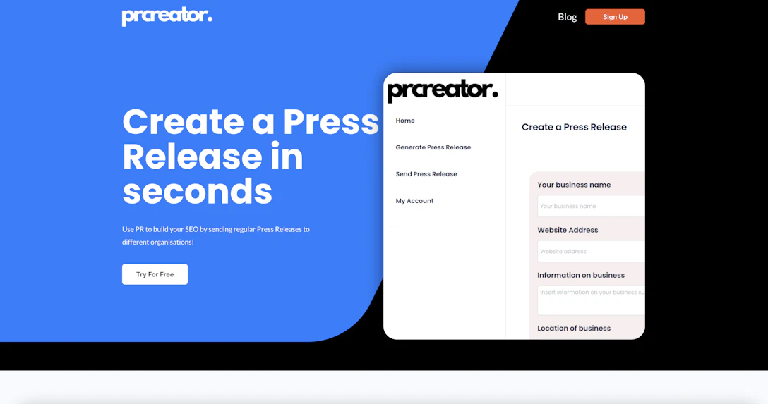 The PR Creator:Create a Press Release in seconds using AI - Launched.io